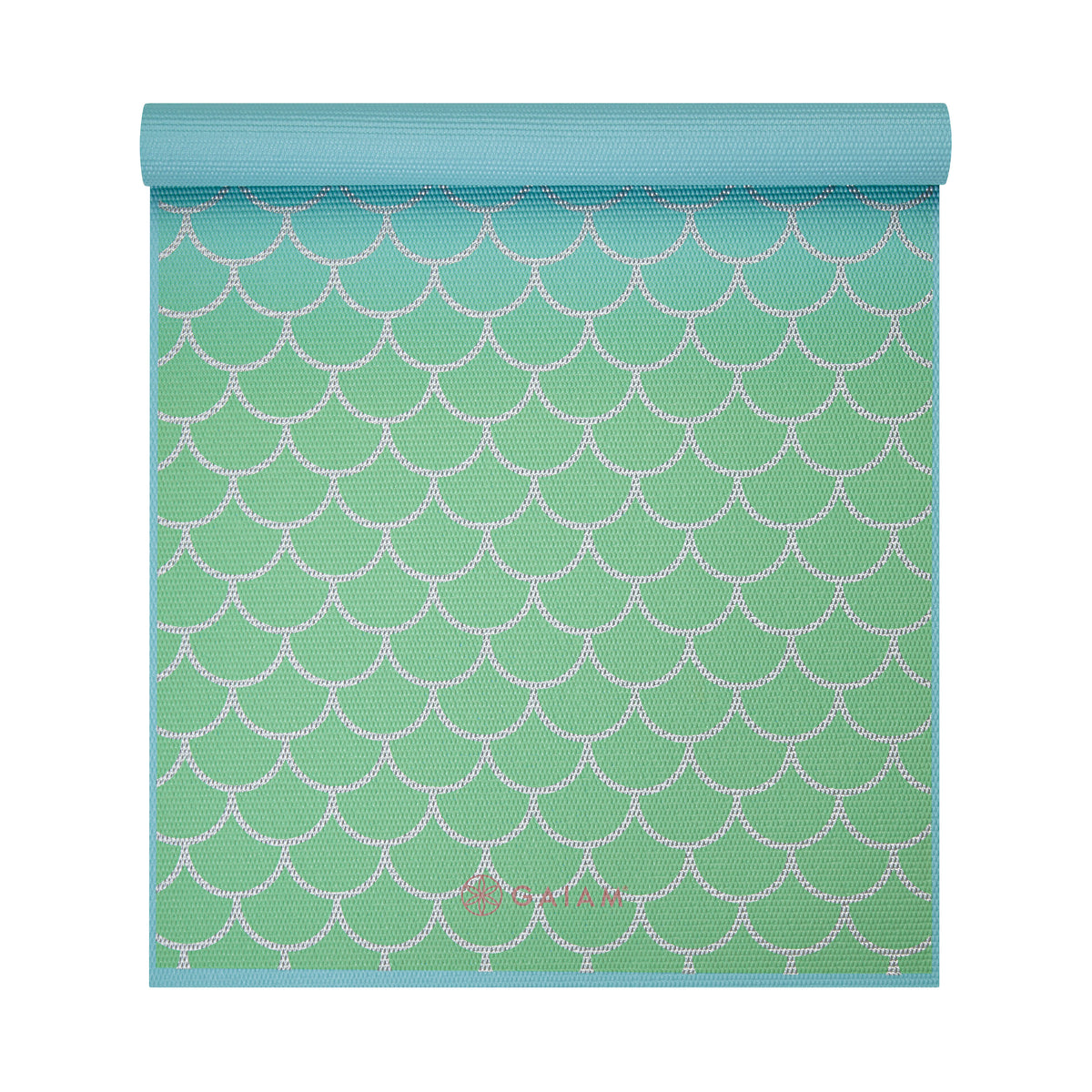 Kids Metallic Mermaid Yoga Mat (3mm) half rolled