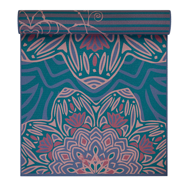 Premium Reversible Jade Salutation Yoga Mat (6mm) half rolled