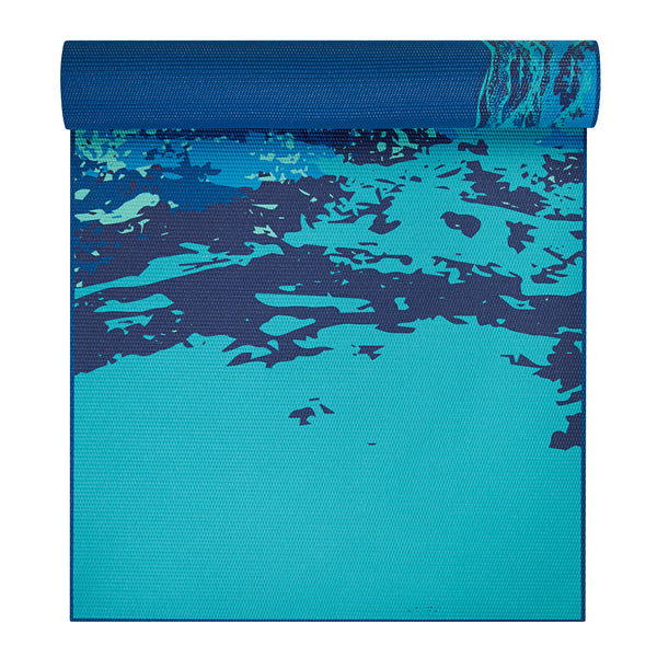 Premium Reversible Peaceful Waters Yoga Mat (6mm) half rolled